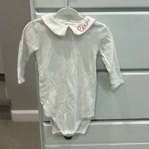 Monogrammed “Levi” Peter Pan collar onesie